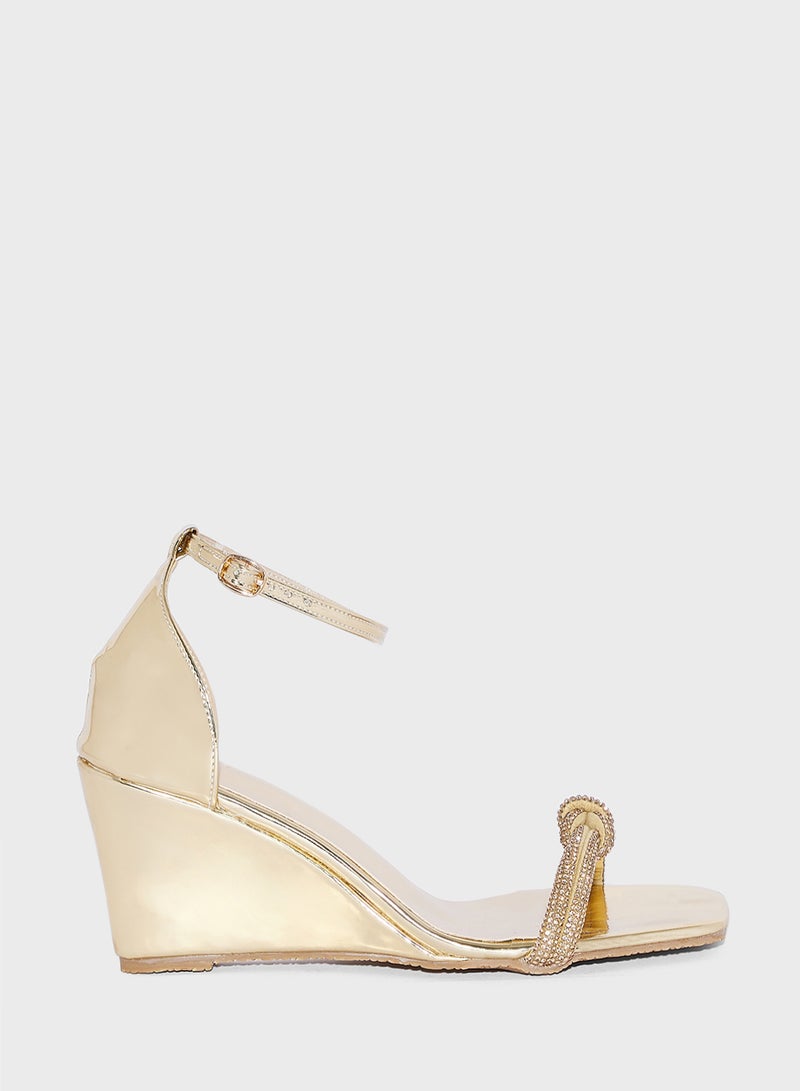 Ella Limited Edition Square Toe Jeweled Ankle Strap Heel Sandal  - Image 1