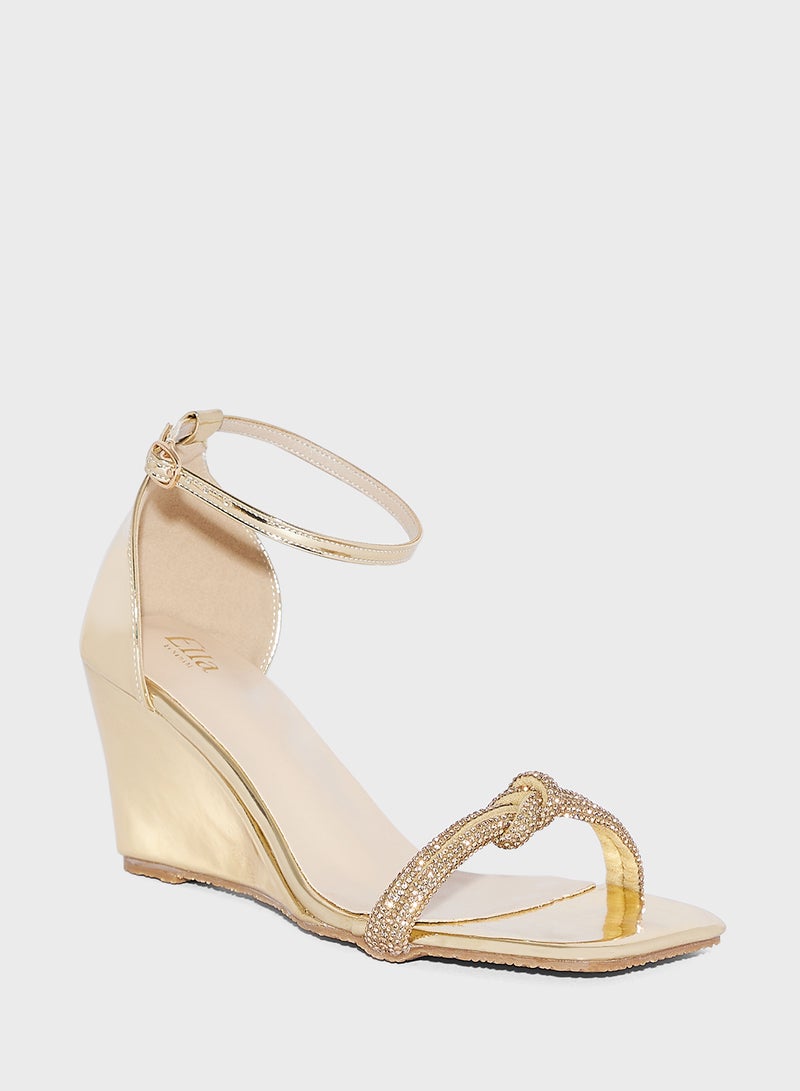 Ella Limited Edition Square Toe Jeweled Ankle Strap Heel Sandal  - Image 2