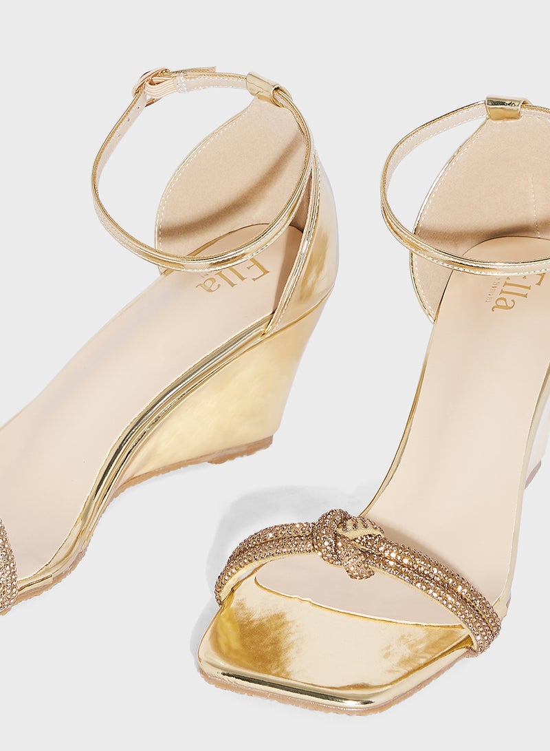 Ella Limited Edition Square Toe Jeweled Ankle Strap Heel Sandal  - Image 4