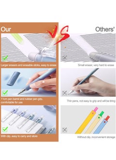 Y&D Erasable Pens, 6 Pcs Rollerball Pen, with 3PCS Rubber Sticks, 0.5mm Retractable Ink Eraser Gel Pens for Kids Adults School Supplies Office Stationery  - Image 3