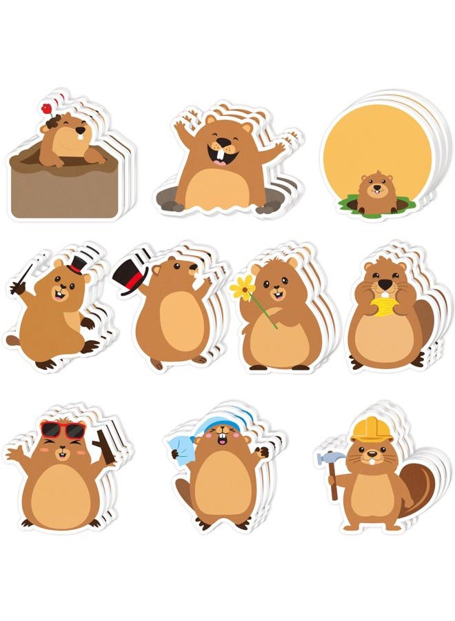 CJiangpo 30Pcs Groundhog Sticky Notes Pads, 600 Sheets Cute Cartoon Self Stick Notepad Memo Pads Funny Page Markers Classroom Rewards for Groundhog Day Party Favors Fillers Groundhog Lover Gifts - Image 1