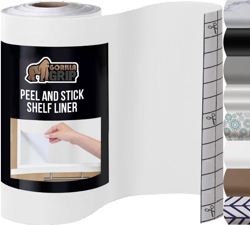 GORILLA GRIP Peel and Stick Paper Removable Cover for Books Shelves Countertops Drawers Cabinets and Crafts Easy Install Kitchen Decor Shelf Cabinet Liners 118 in x 20 FT Bright White