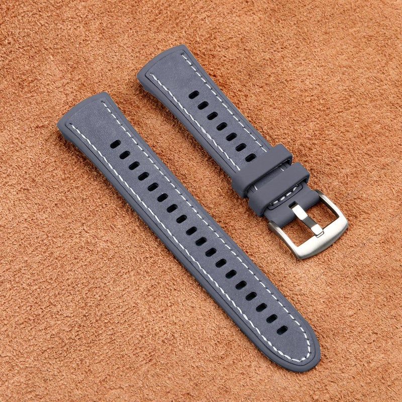 erorex For Huawei Watch 5 42Mm Silicone Hybrid Leather Watch Band(Blue) - Image 2