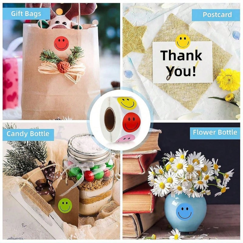 500 colored smiling face reward stickers cartoon diy handmade stickers shopping bags gift boxes sealing  stickers - Image 2