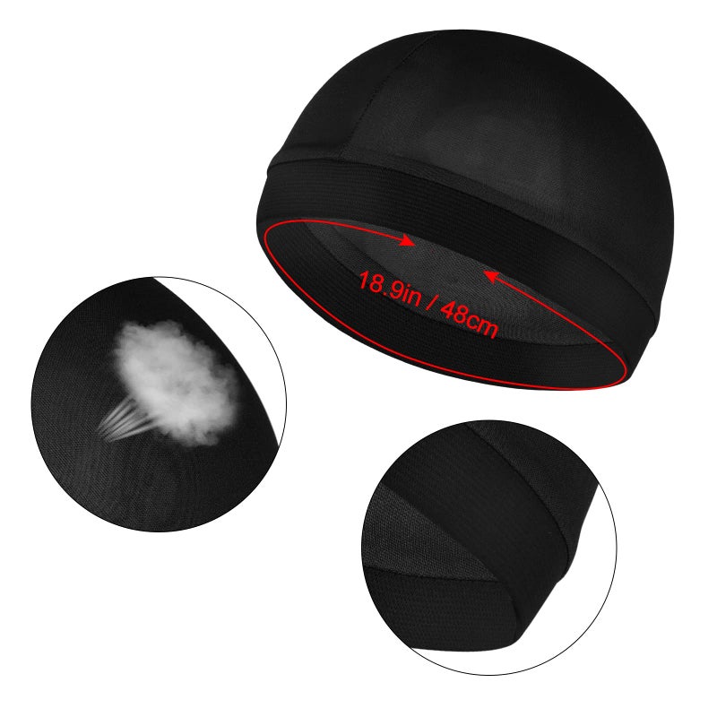 Molain 6Pcs Wave Cap for Men Silky Durags Elastic Band Wave Caps for 360 540 720 Waves Soft Breathable Satin Durag Unisex Adults Kids Skullies Beanies Hats Shower Cap Black - Image 3
