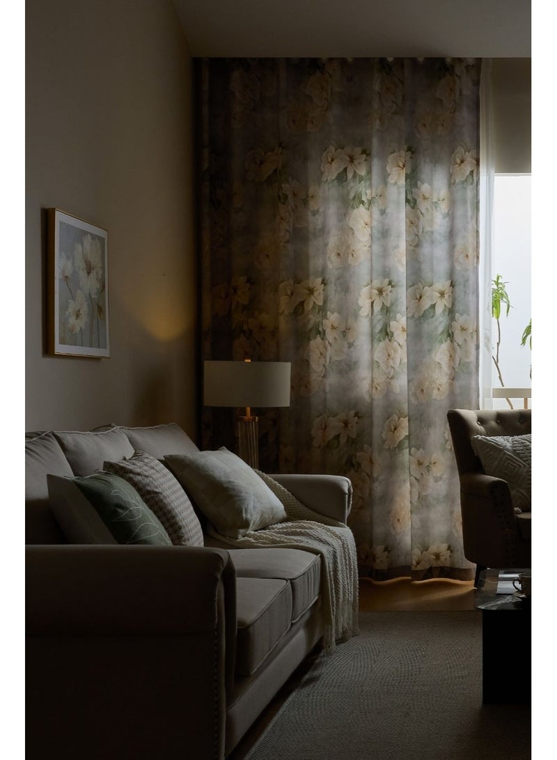 QBAID Floral Printed Curtain 1 Panel Semi Blackout Elegant Window Drapes - Image 4