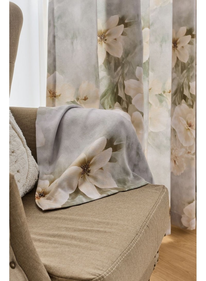 QBAID Floral Printed Curtain 1 Panel Semi Blackout Elegant Window Drapes - Image 3