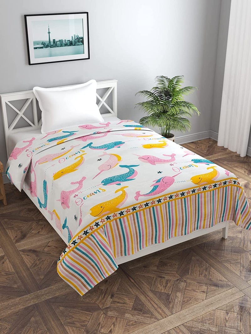 RRC Soft Cotton Microfiber Printed Comforter Cover (Pink Fish, 60x 90 Inches, Single) - Image 4