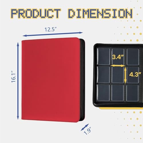 CLOVERCAT 9-Pocket Toploader Binder, Clovecat Premium Card Book， Holds 252 Trading Card with 20 Removable Top-loader Sleeves，PU Card Holder Folders,Card Album for MTG, TCG, Yugioh, Game & Sports Cards(Red) - Image 5
