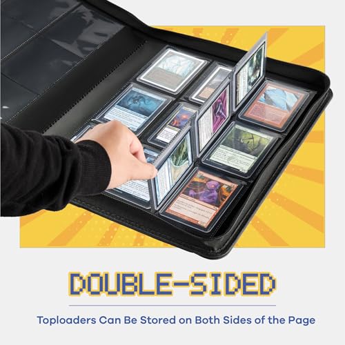 CLOVERCAT 9-Pocket Toploader Binder, Clovecat Premium Card Book， Holds 252 Trading Card with 20 Removable Top-loader Sleeves，PU Card Holder Folders,Card Album for MTG, TCG, Yugioh, Game & Sports Cards(Red) - Image 2