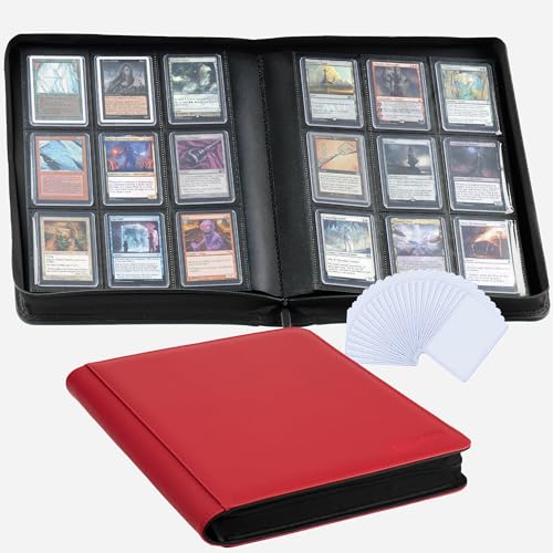 CLOVERCAT 9-Pocket Toploader Binder, Clovecat Premium Card Book， Holds 252 Trading Card with 20 Removable Top-loader Sleeves，PU Card Holder Folders,Card Album for MTG, TCG, Yugioh, Game & Sports Cards(Red) - Image 1