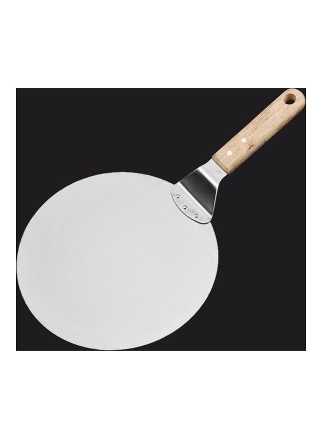 إسكدنيا مغرفة بيتزا من الستانلس ستيل بمقبض خشبي فضي/بني - Image 2