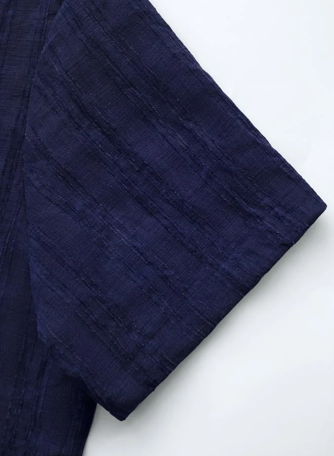 Take Two Navy Blue Men Navy Blue Textured Short Sleeve Button Front Shirt and Shorts Co-Ords for Men | Best Price UAE