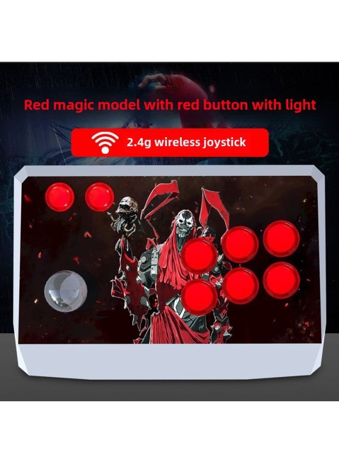 جهاز كمبيوتر لاسلكي من Arcade Rocker للهاتف المحمول والكمبيوتر اللوحي Fighting Three وRocker Boxing Emperor 97 وحدة تحكم ألعاب منزلية - لون المنتج: عصا تحكم لاسلكية أحمر سحري مع ضوء - Image 1