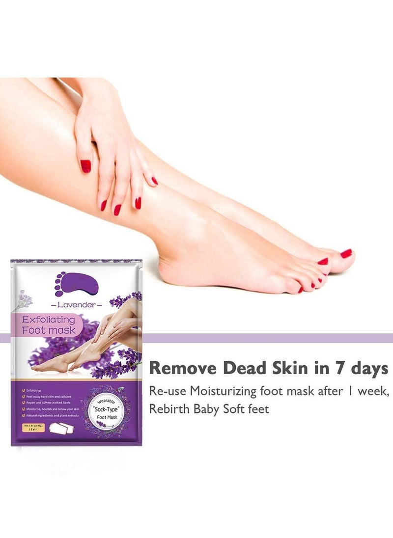 AIQIUSHA Foot Peel Mask 5 Pack,Lavender Exfoliating Foot Masks, Soft Smooth Touch Natural Exfoliator for Dry Dead Skin, Callus, Repair Rough Heels,Gifts for Women Mom and Men  - Image 2