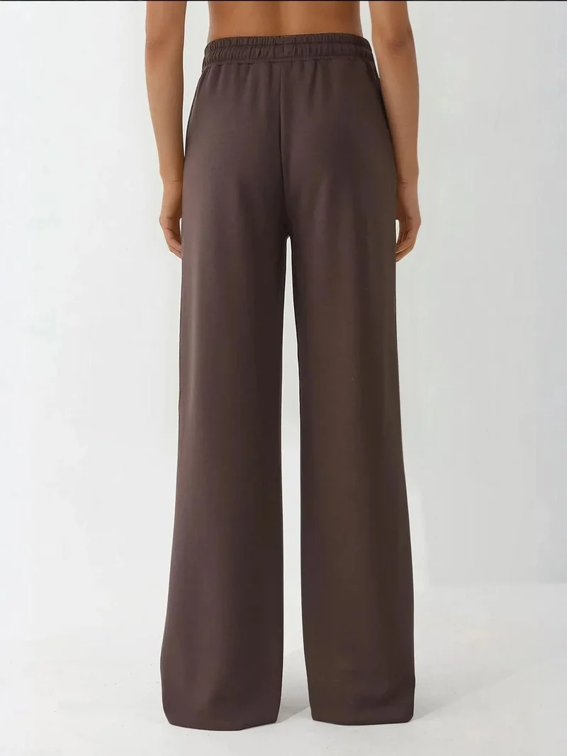 HICCUP Dark Mocha Brown Soft Modal Touch Wide Leg Sweatpants for Women | Best Price UAE