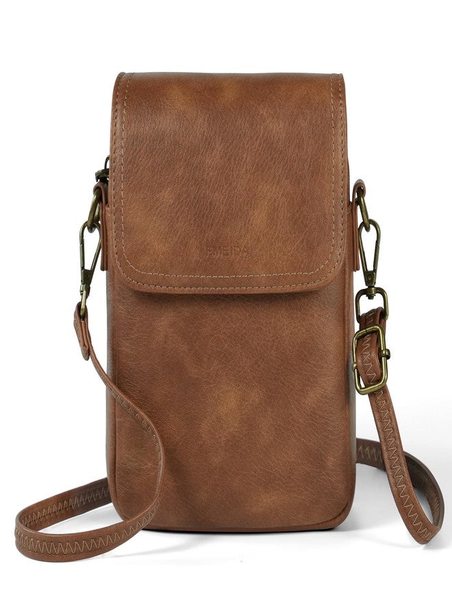 Fmeida Crossbody Bags for Women PU Leather Crossbody Handbags RFID Blocking Phone Bag Small Travel Purse Brown - Image 1