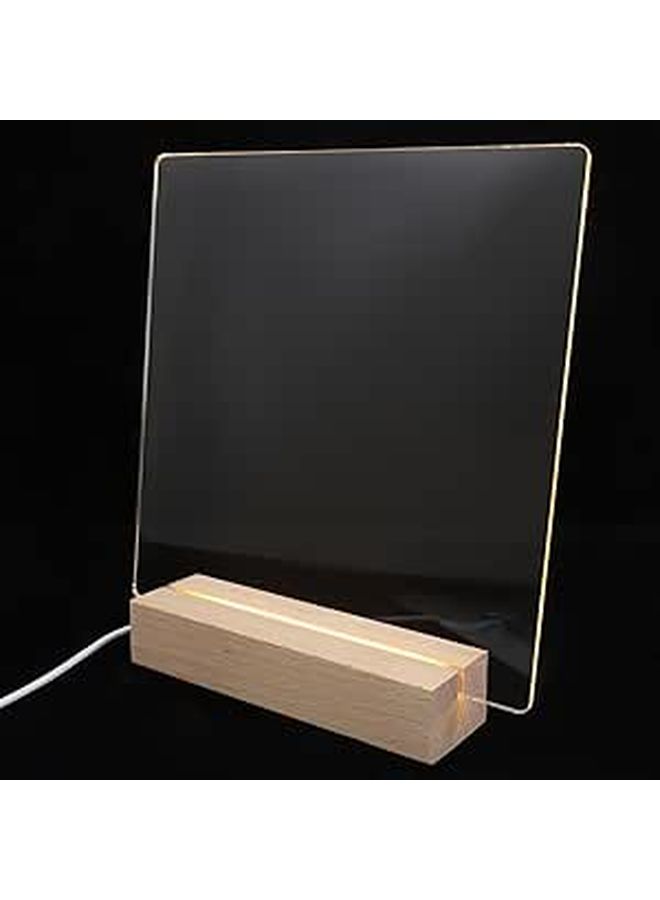 Glowing Acrylic Message Board With Light And Wooden Base White Pen For Home Office Desk - Image 1