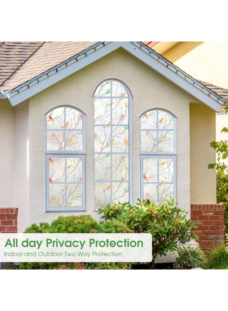 Sweet seven فيلم زجاج ملون للنافذة فيلم خصوصية للنافذة من الطيور فيلم زجاج مزخرف زجاج معتم مضاد للتوهج حجب الأشعة فوق البنفسجية غير لاصق لاصق ثابت للمنزل الحمام المطبخ المكتب 17.7 × 78.7 بوصة - Image 4