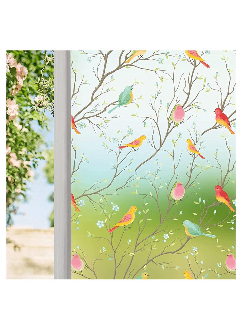 Sweet seven فيلم زجاج ملون للنافذة فيلم خصوصية للنافذة من الطيور فيلم زجاج مزخرف زجاج معتم مضاد للتوهج حجب الأشعة فوق البنفسجية غير لاصق لاصق ثابت للمنزل الحمام المطبخ المكتب 17.7 × 78.7 بوصة - Image 1