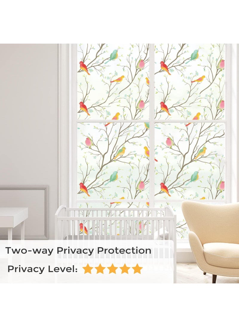Sweet seven فيلم زجاج ملون للنافذة فيلم خصوصية للنافذة من الطيور فيلم زجاج مزخرف زجاج معتم مضاد للتوهج حجب الأشعة فوق البنفسجية غير لاصق لاصق ثابت للمنزل الحمام المطبخ المكتب 17.7 × 78.7 بوصة - Image 2