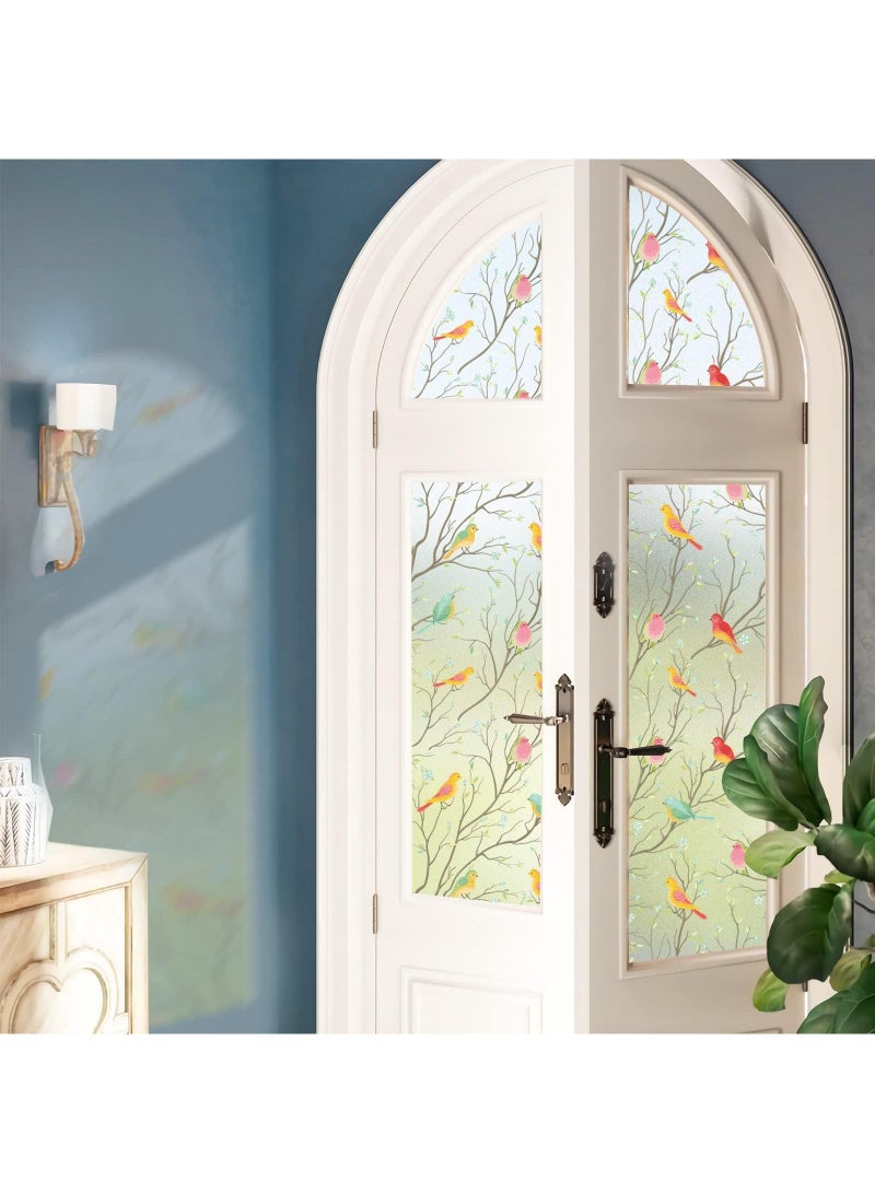 Sweet seven فيلم زجاج ملون للنافذة فيلم خصوصية للنافذة من الطيور فيلم زجاج مزخرف زجاج معتم مضاد للتوهج حجب الأشعة فوق البنفسجية غير لاصق لاصق ثابت للمنزل الحمام المطبخ المكتب 17.7 × 78.7 بوصة - Image 5