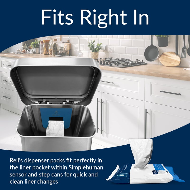 Reli. SuperFit Code J (120 Count) | Compatible with Simplehuman Code J | Dispenser Pack Custom Fit Liners | Drawstring Trash Bags | 30-45 Liter / 8-12 Gallon | White - Image 4