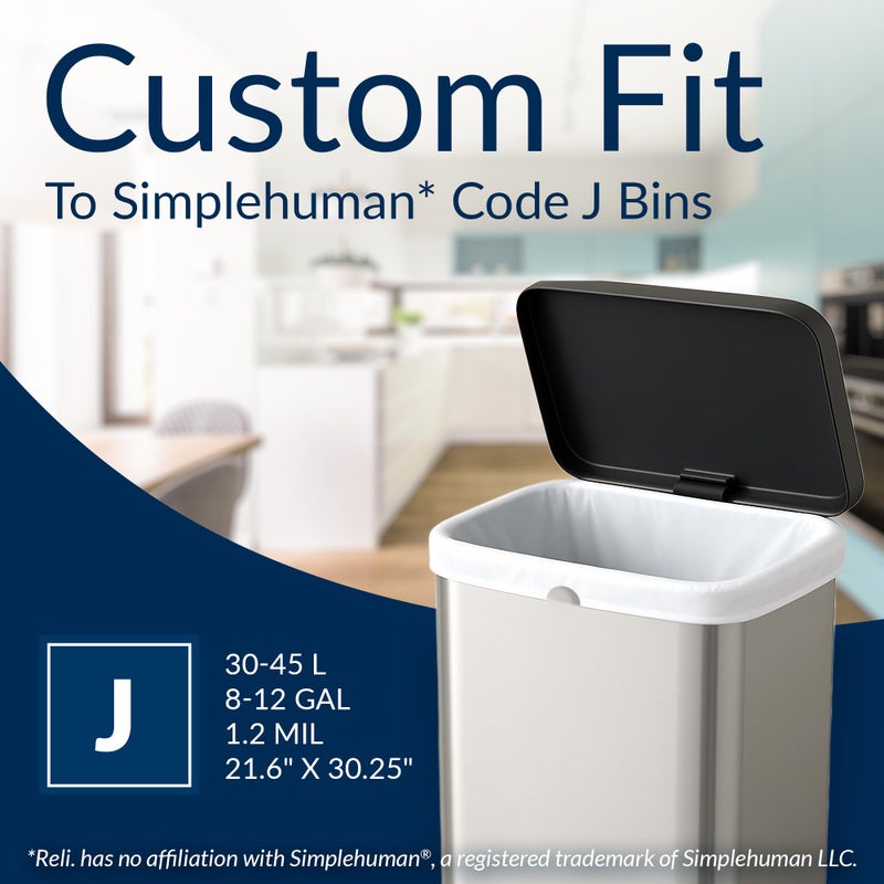 Reli. SuperFit Code J (120 Count) | Compatible with Simplehuman Code J | Dispenser Pack Custom Fit Liners | Drawstring Trash Bags | 30-45 Liter / 8-12 Gallon | White - Image 5