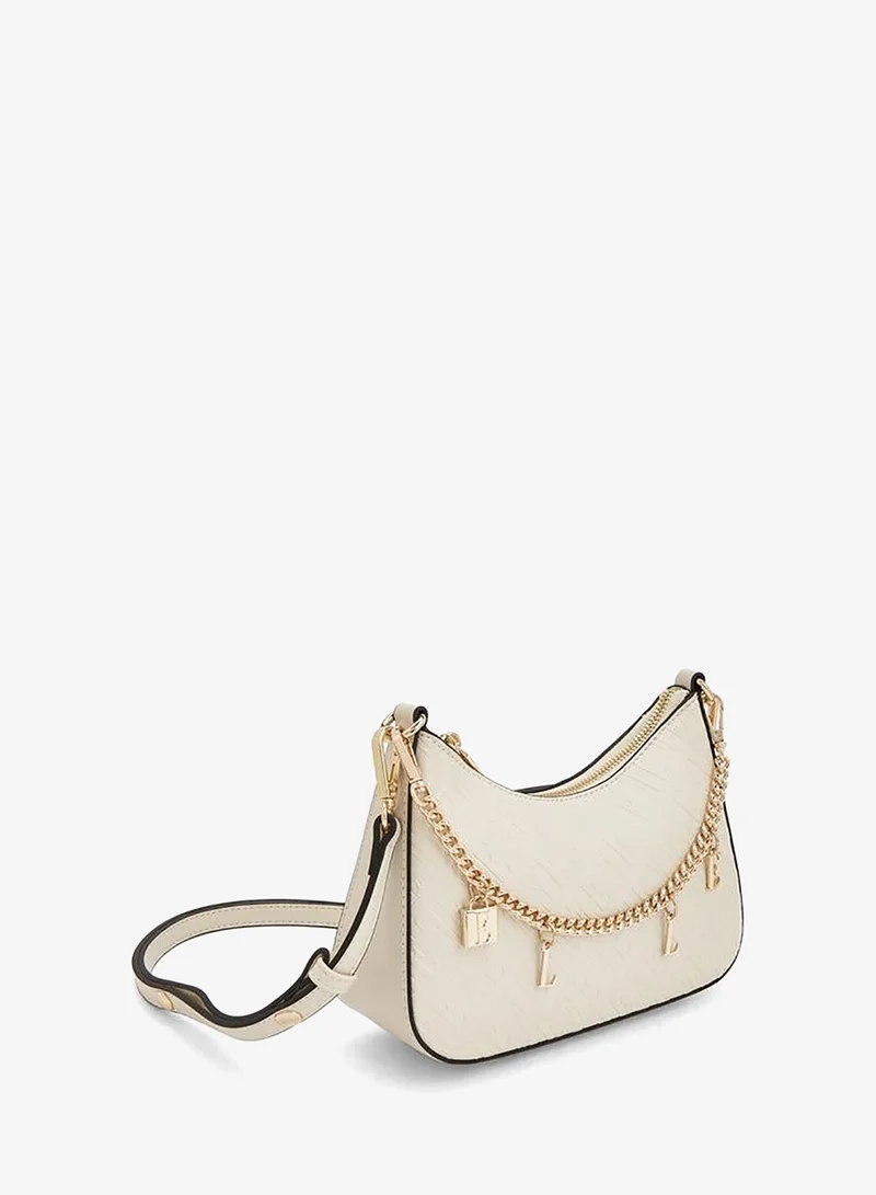 Elle IVORY Monogram Embossed Crossbody Bag With Detachable Shoulder Strap for Women | Best Price UAE