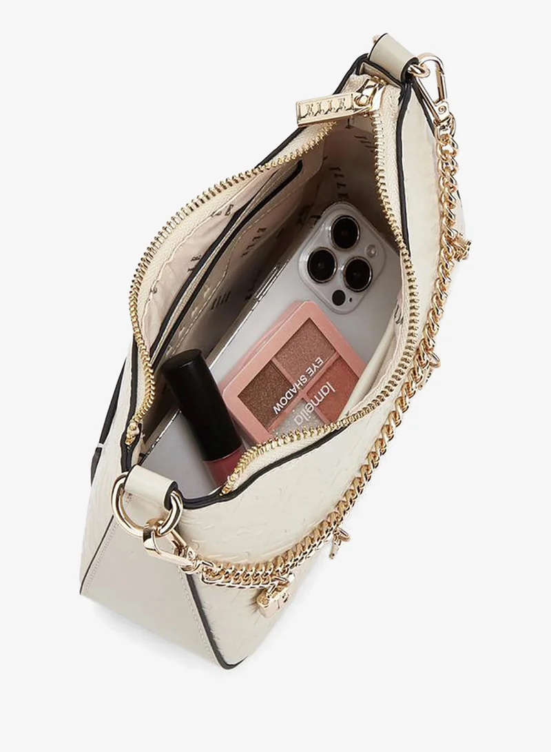 Elle IVORY Monogram Embossed Crossbody Bag With Detachable Shoulder Strap for Women | Best Price UAE