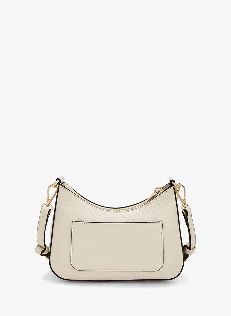 Elle IVORY Monogram Embossed Crossbody Bag With Detachable Shoulder Strap for Women | Best Price UAE