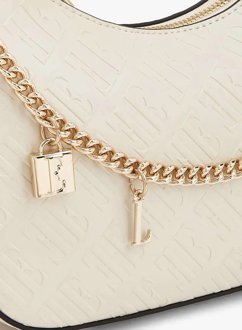 Elle IVORY Monogram Embossed Crossbody Bag With Detachable Shoulder Strap for Women | Best Price UAE