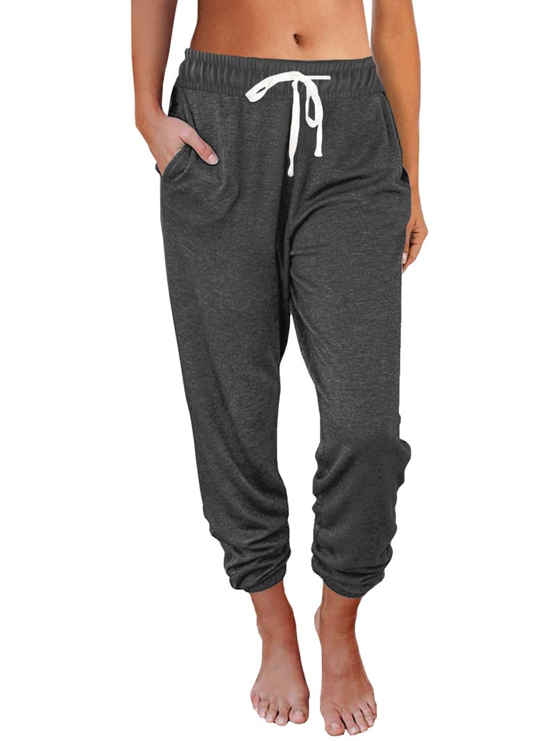 AUTOMET Sweatpants Women with Pockets Lounge Pajama Pants Work Joggers Fall Clothes Winter Business Casual Outfits 2025 Dark Grey L - Image 1
