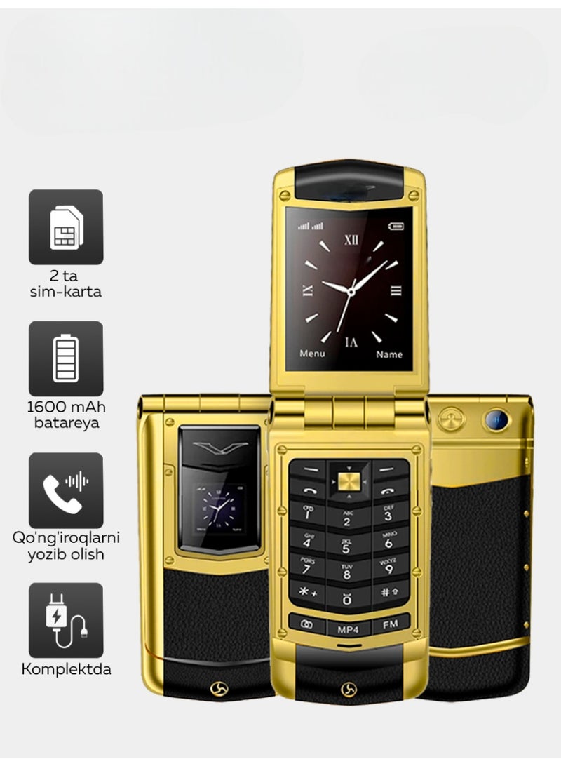 Hope Luxury Flip Phone - Dual Sim Keypad Mobile - Classic Flip Design - Gold Finish - Unboxed Like New - Image 4