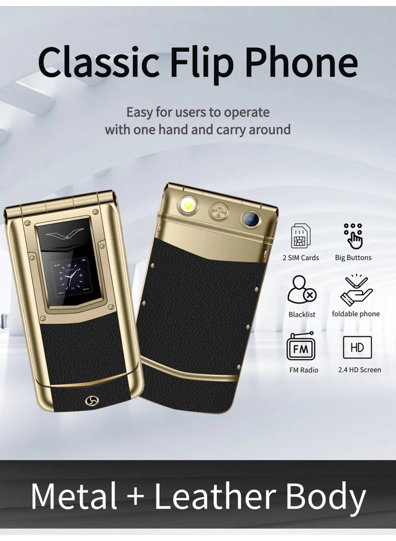 Hope Luxury Flip Phone - Dual Sim Keypad Mobile - Classic Flip Design - Gold Finish - Unboxed Like New - Image 5
