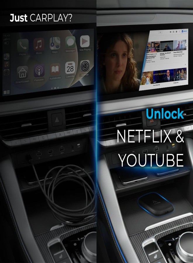 AutoSky Ai Box Lite Air - استمتع بالبث أثناء التنقل، وشاهد نتفليكس ويوتيوب في سيارتك. حوّل نظام CarPlay السلكي إلى نظام CarPlay لاسلكي أو Android Auto. - Image 3