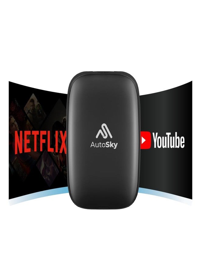AutoSky Ai Box Lite Air - استمتع بالبث أثناء التنقل، وشاهد نتفليكس ويوتيوب في سيارتك. حوّل نظام CarPlay السلكي إلى نظام CarPlay لاسلكي أو Android Auto. - Image 1