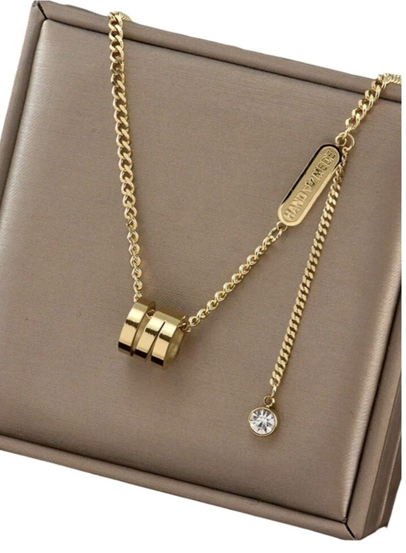 New European and American Style Stainless Steel Fashion Pendant Necklace for Women Simple Korean Wild Forest Chain for Clutch Decoration - Image 1