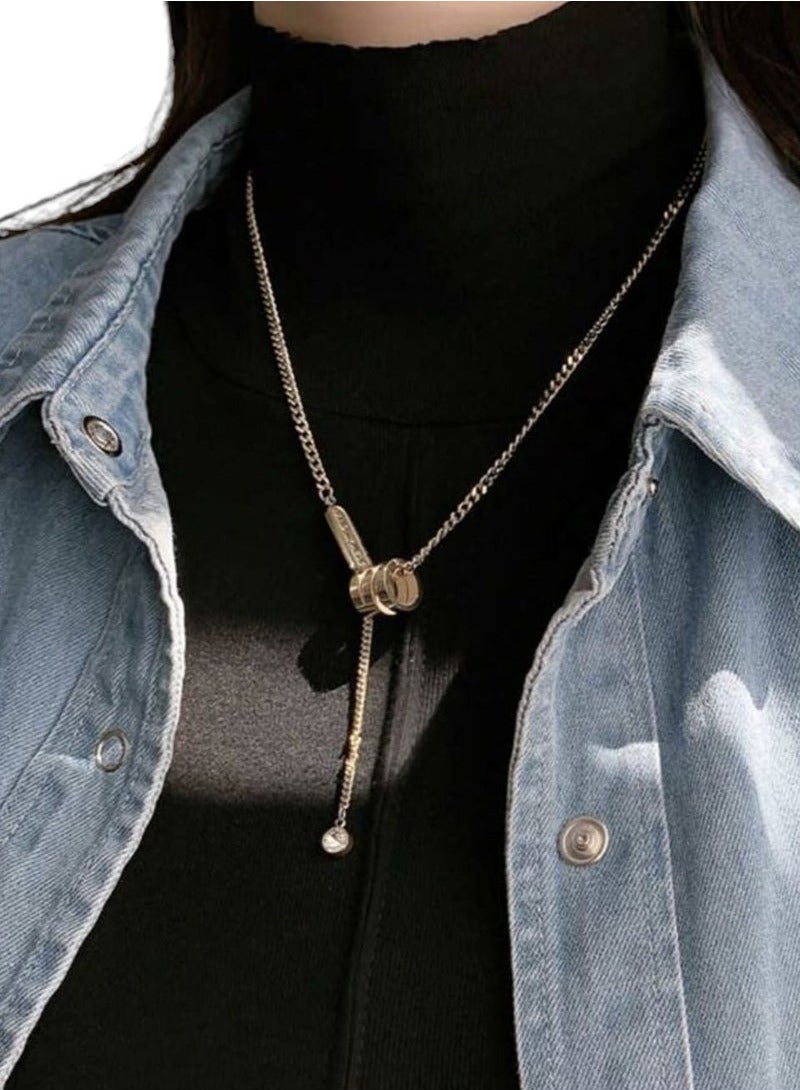 New European and American Style Stainless Steel Fashion Pendant Necklace for Women Simple Korean Wild Forest Chain for Clutch Decoration - Image 2