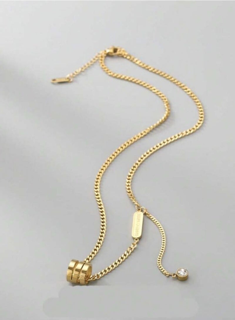 New European and American Style Stainless Steel Fashion Pendant Necklace for Women Simple Korean Wild Forest Chain for Clutch Decoration - Image 3