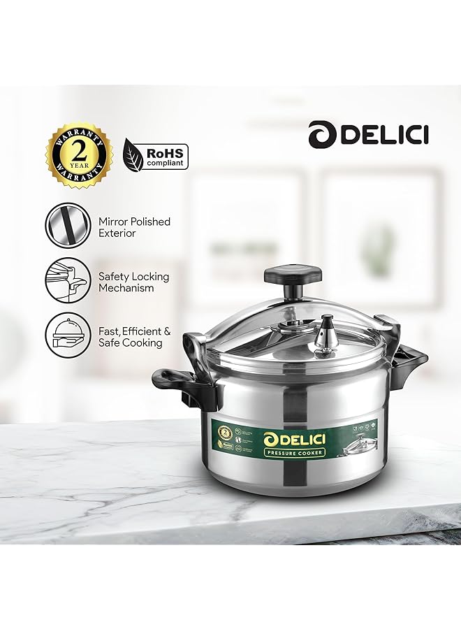 DELICI Aluminium Pressure Cooker, Pressure Pot, Arabic Cooker,Safety Lock,Silver,2 Year Warranty  (7,9,11 Liters) - Image 3