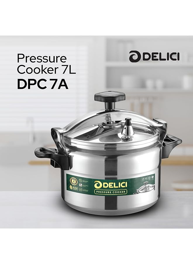 DELICI Aluminium Pressure Cooker, Pressure Pot, Arabic Cooker,Safety Lock,Silver,2 Year Warranty  (7,9,11 Liters) - Image 2