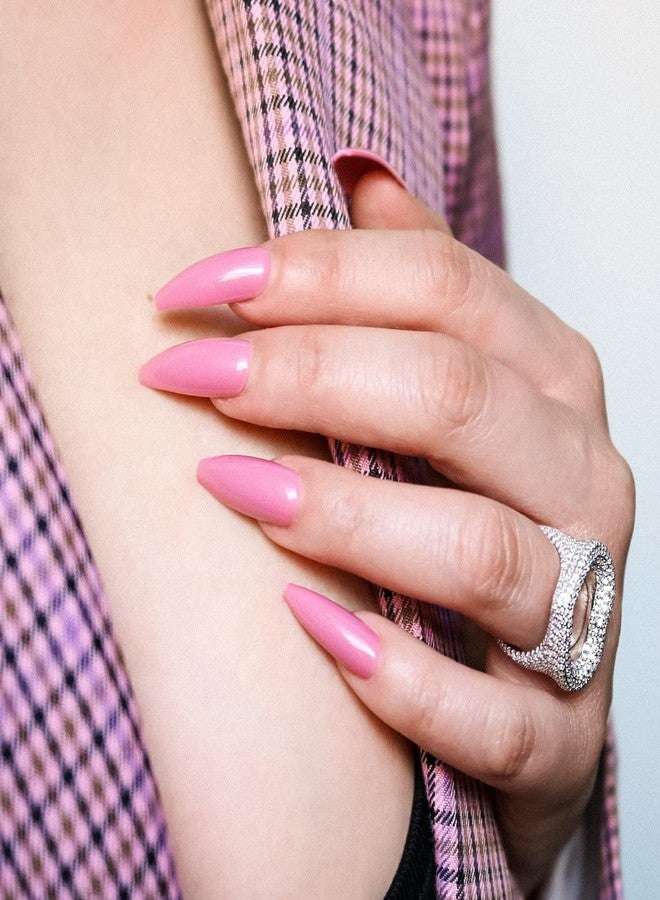 Allkem Mauve Press on Nails | Glossy Long coffin | 10 sizes - 20 pcs Ballerina Nail kit with Glue - Image 5