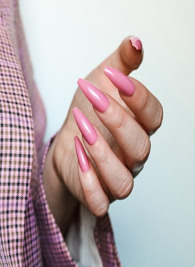 Allkem Mauve Press on Nails | Glossy Long coffin | 10 sizes - 20 pcs Ballerina Nail kit with Glue - Image 3