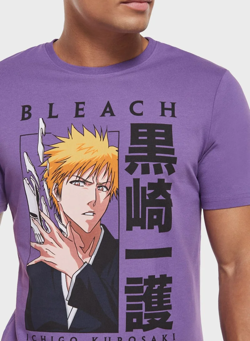 SP Characters Ichigo Kurosaki Print Crew Neck T-Shirt