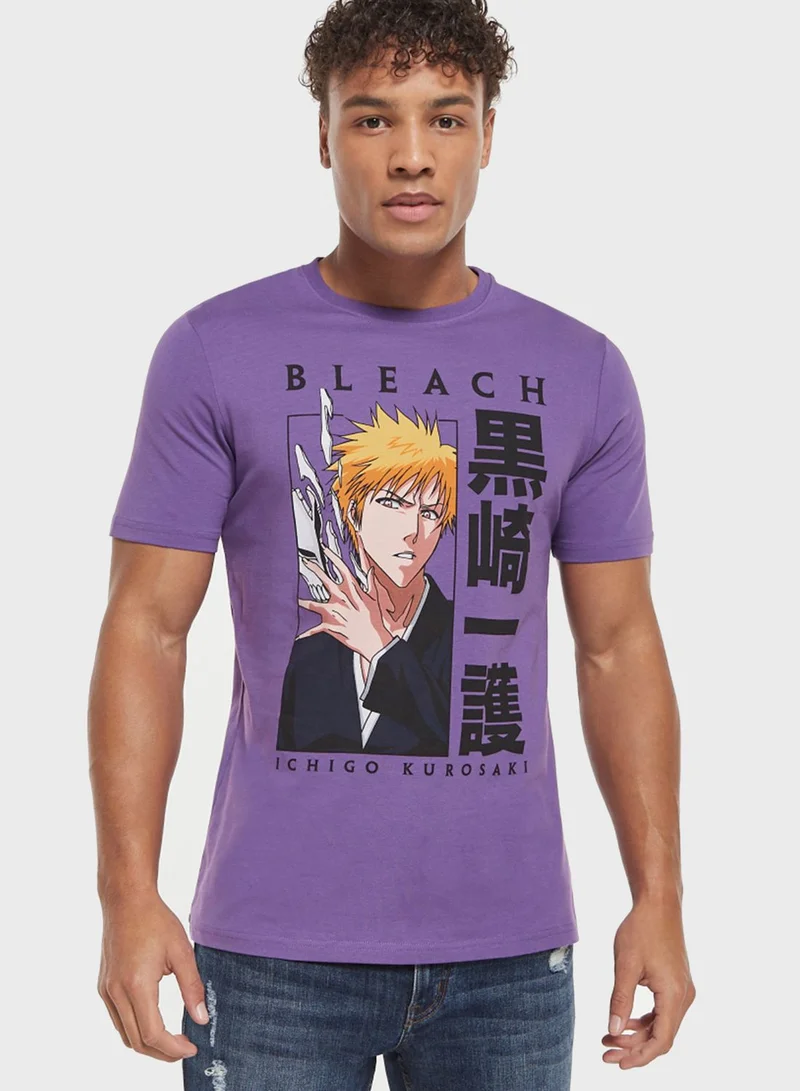 SP Characters Ichigo Kurosaki Print Crew Neck T-Shirt
