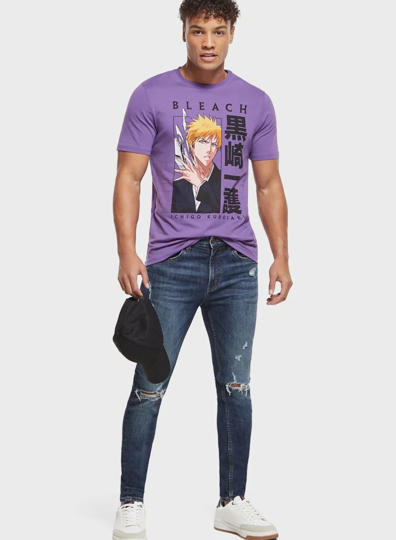 SP Characters Ichigo Kurosaki Print Crew Neck T-Shirt