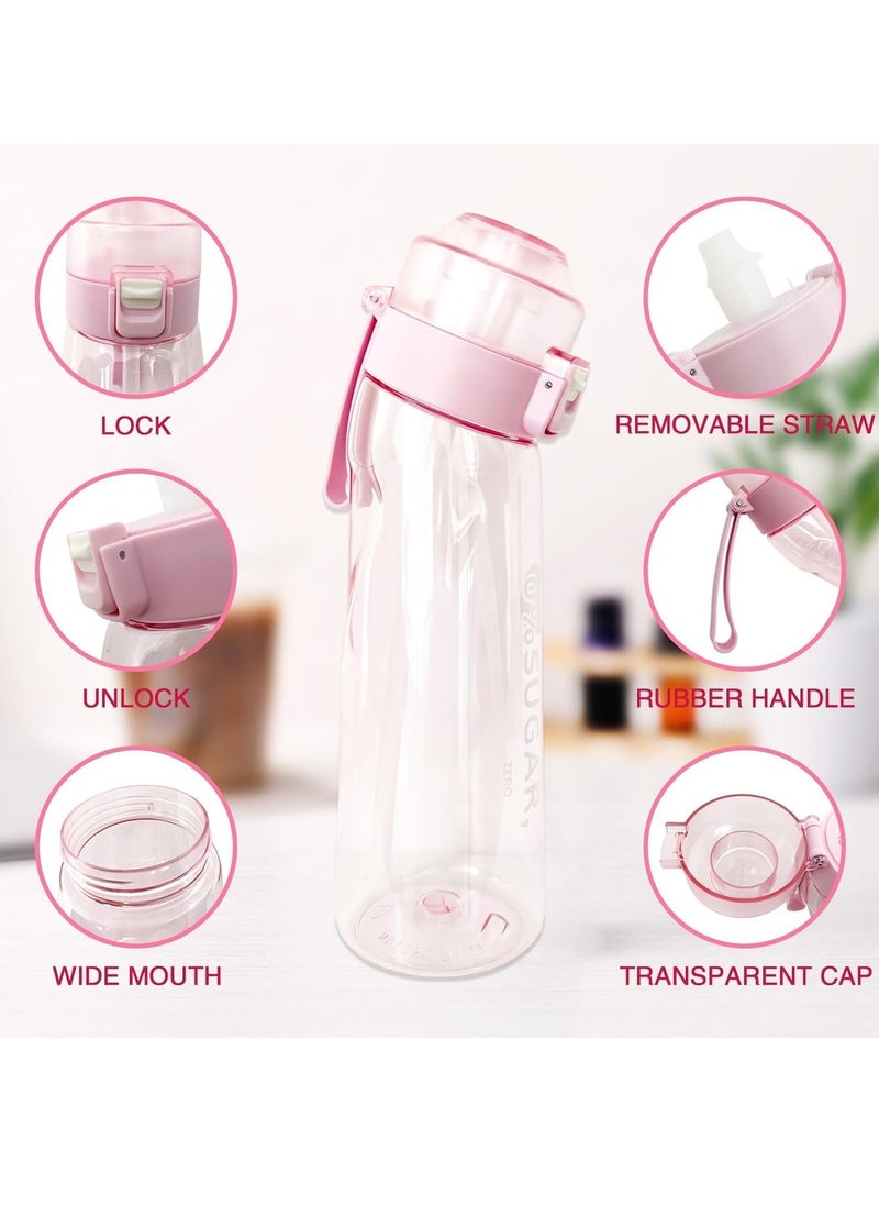 Gonice - Air Up Water Bottle, 650ML Scent Water Cup with 7 Flavour Pods,Leak Proof Sports Water Cup with Straw Suitable for Outdoor Sports,Gifts From Friends, Birthday Gifts (Pink) - Image 1