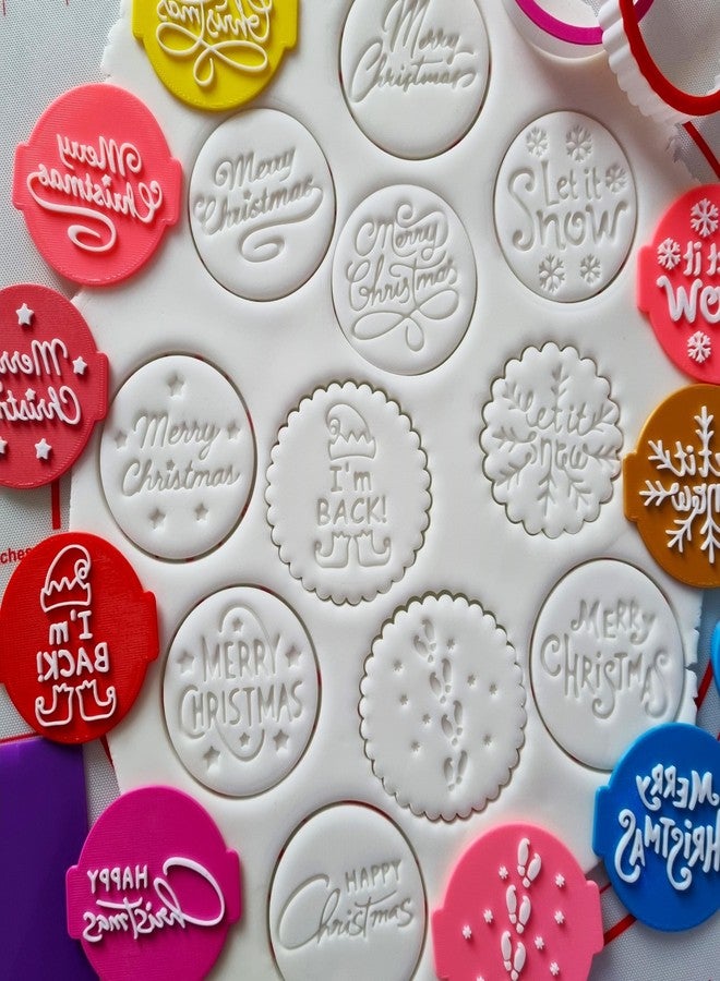 1066 Factory Let it Snow and Merry Christmas (Set of 2) Embosser Stamp for Icing Fondant Frosting Sugar Paste Cupcake Cake Cookie Baking Decoration - Image 2