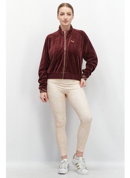 PUMA Women Brand Logo Sports Jacket, Maroon  - Image 3